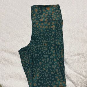 Old Navy Dark Teal Leggings with Rust Spot Print